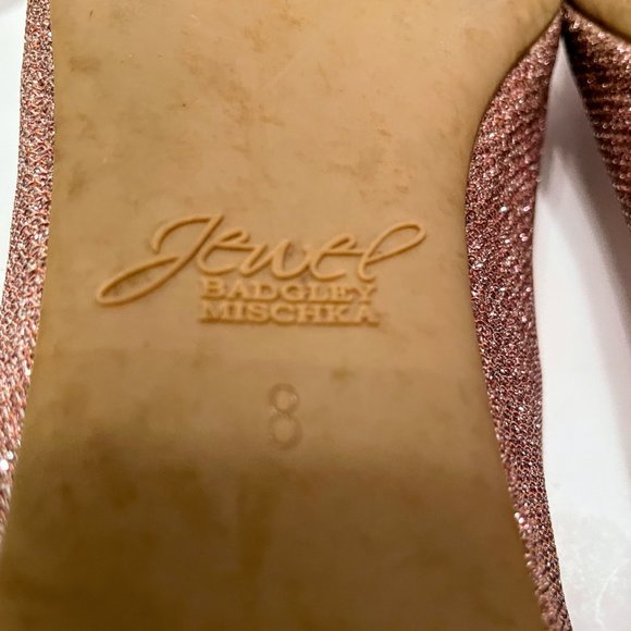 Jewel Badgley Mischka Pink & Silver Pointy Toe Flats with Gem Embellishment Sz.8 - Picture 9 of 11